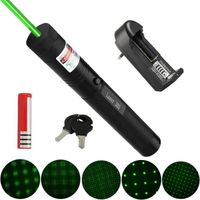 303 pointeur laser présentateur vert puissant + 18650 Batterie + Chargeur + clés, point Graver 532nm