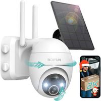 BOIFUN 2K Camera Surveillance WiFi Exterieure sans Fil Solaire 360° Rotation Vision Nocturne Couleur Détection Humaine PIR Audio