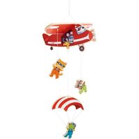 Mobile en bois - HABA - Petit Avion avec des Animaux Parachutistes - Multicolore - Mixte - Bois