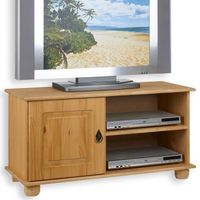 Meuble TV en bois BELFORT - IDIMEX - 94 cm - 1 porte - 2 niches - Finition cirée