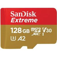 Carte Mémoire Micro SDXC SanDisk Extreme 128Go A2 MicroSDXC R190/W90Mo/s Classe 10 U3 V30 version 2022