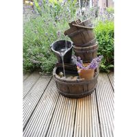 Fontaine de jardin - UBBINK - Ensemble pot de fontaine Halifax - Polyrésine aspect rustique - Marron