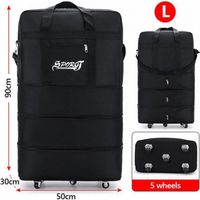 Valise Cabine Valise Trolley Pliable Soft Shell bagages de grande capacité sac de voyage voyage valise vérifiée Noir L