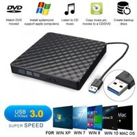 Lecteur CD DVD Externe USB 3.0 - Graveur CD pour Windows 7/8/10 / XP / Vista / Mac OS(Noir)