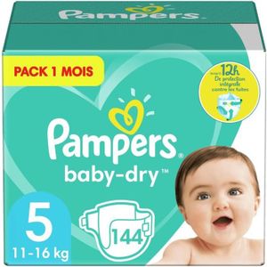 COUCHE PAMPERS Baby Dry Taille 5 - 11 à 16kg - 144 couche