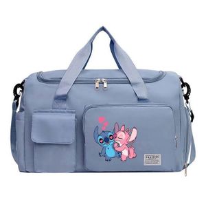 Sac De Sport Fille Enfant - Sac Voyage Piscine Gym Dance Avec Compartiment Chaussures Et Poche Humide, Rose Broderie Hachurée