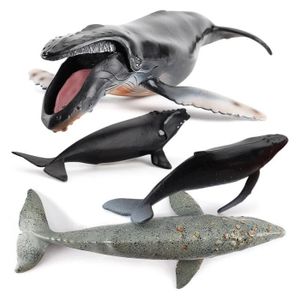 FIGURINE - PERSONNAGE Ensemble de 4 modèles d'animaux Sealife réalistes, Modèles de baleine à bosse, Jouets de simulation pour enfa