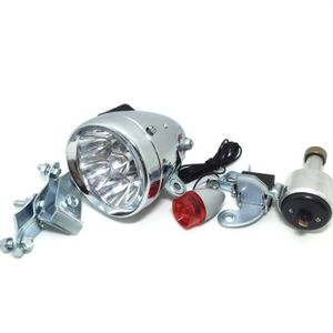 Semoic Nouveau generateur de Lumiere de Bicyclette 12V 6W Kit de Feux Arriere a Tete de Friction motorisee par Dynamo