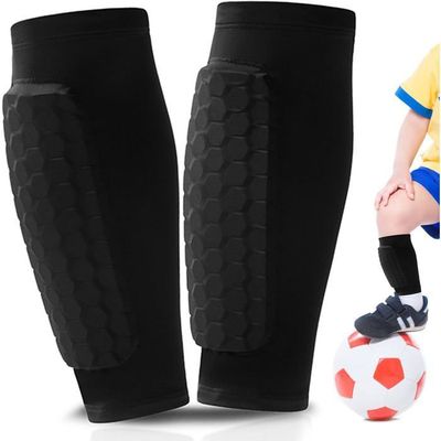Paire De Protège-Tibias De Football Avec Manchons Anti-Glisse - Taille M Pour Enfants/Ados - Confort Et Protection