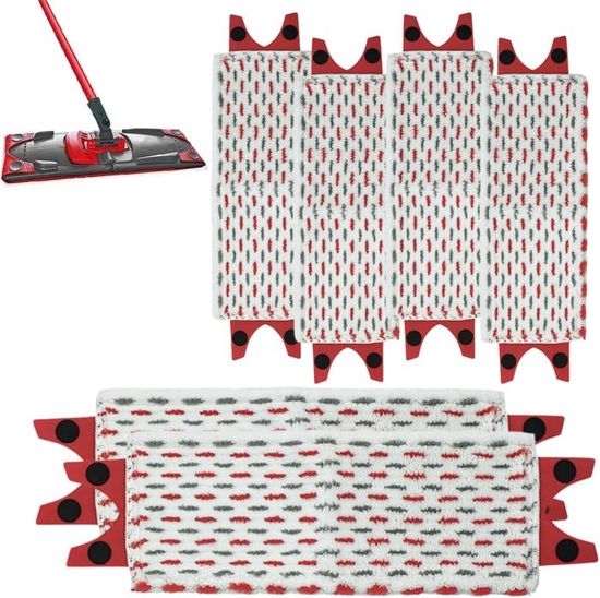 Lot De 6 Serpillères Microfibre Compatibles Vileda Turbo EasyWring&Clean - Remplacement Rouge