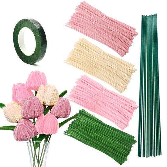 Pipe Cleaners Flower Lot De 200 Cure-pipes En Pour Travaux Manuels, Du00e9corations, Cure-pipes En Peluche Pour Enfants, Pour Bricolage, Bricolage, Bricolage, Nou00ebl, Fait U00e0 La Main - Blanc Fil Chenille