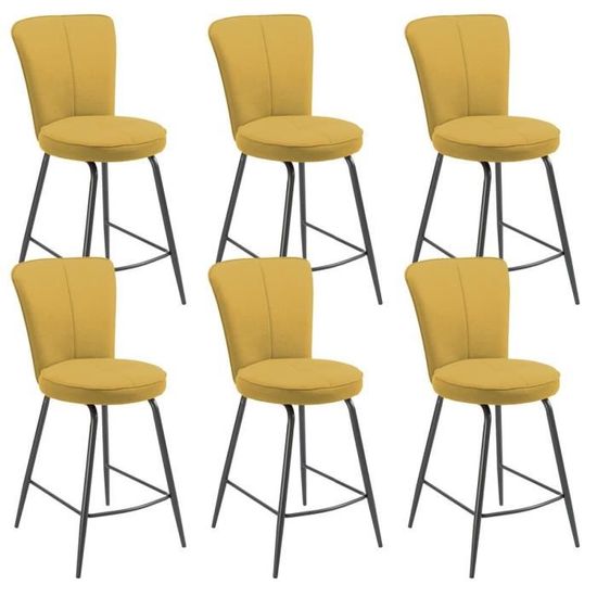 JYMTOM - Lot De 6 Tabourets De Bar Design En Simili Cuir, Avec Dossier Et Repose-pieds, Couleur Marron