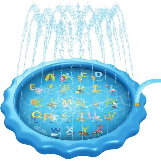 NINGESHOP Tapis D’eau Splash 170 Cm – Jet Réglable, Antidérapant – Jeu Extérieur Jardin Pelouse – Dès 3 Ans – Idéal Pour Enfants Et Chiens