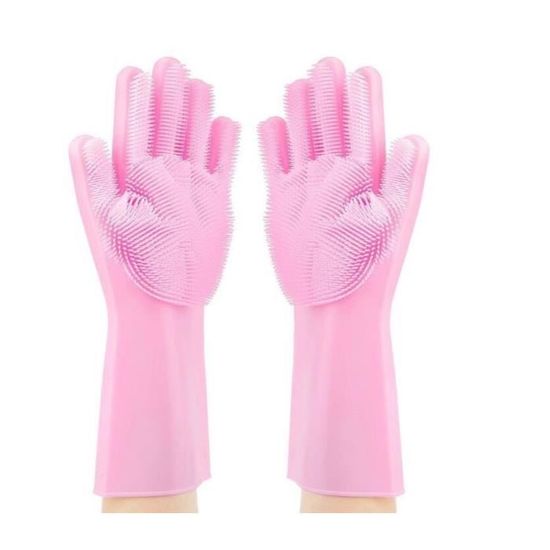 Gants De Nettoyage En Silicone Avec Brosse - Réutilisables, Résistants à La Chaleur (-60°C à +230°C) - Pour Cuisine, Salle De Bain, Voiture - 8