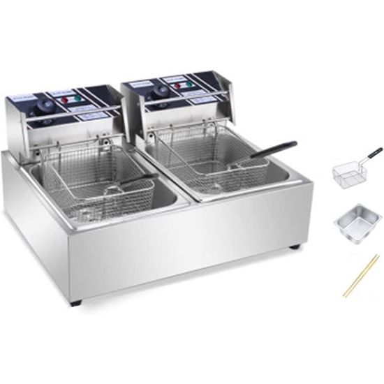 Friteuse à Gaz Professionnelle 30L Inox - 3 Paniers, Chauffage Rapide Pour Restaurant
