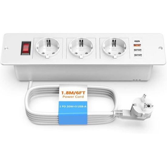 Prise De Table Avec Ports USB Prise Encastrable Bureau 3 Prises