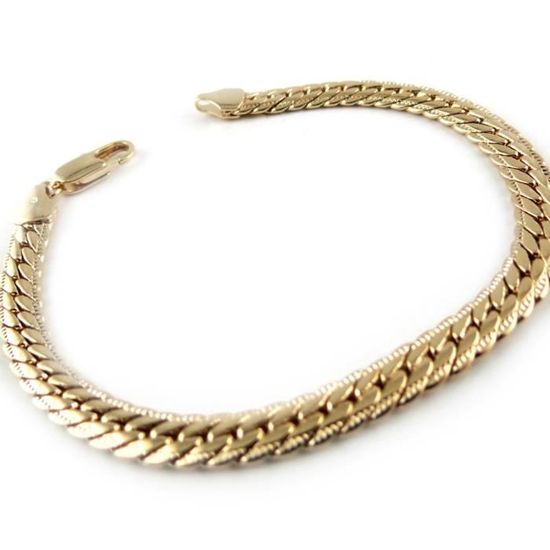Gourmette Bracelet Plaqué Or Maille Anglaise - Style Jonc, Occasion, élégant Et Intemporel