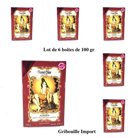 Henné En Poudre Couleur Auburn 6x100g - Coloration Naturelle Cheveux - Marque NJD