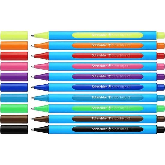 Schneider Slider Basic XB Lot De 4 Stylos Bille - Noir Vert Rouge Bleu - Pointe Extra Large