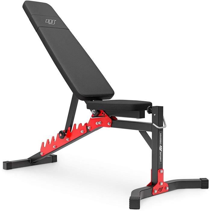 Physionics® Banc de Musculation avec Barre d'Haltère et Disques 100 kg -  Banc Réglable, Barre