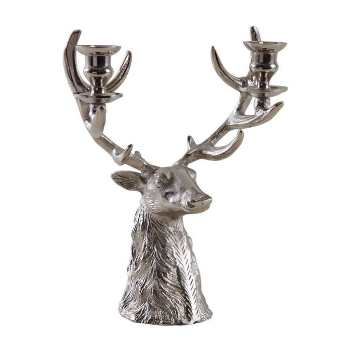 Bougeoir tête de cerf en aluminium