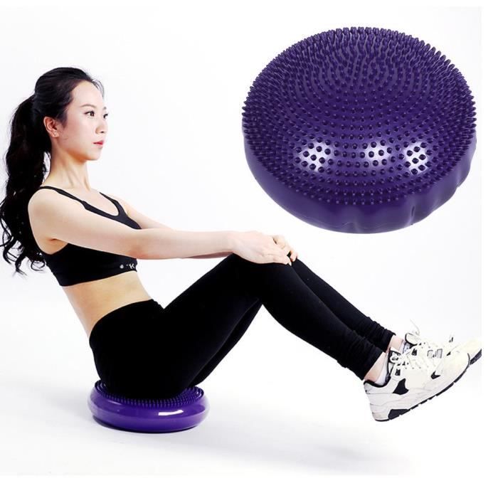 Coussin d'équilibre de yoga doux Yoga Balance Board Disc Gym Stabilité Coussin d'air Massage Pad sans pompe de gonflage Pourpre-SPR
