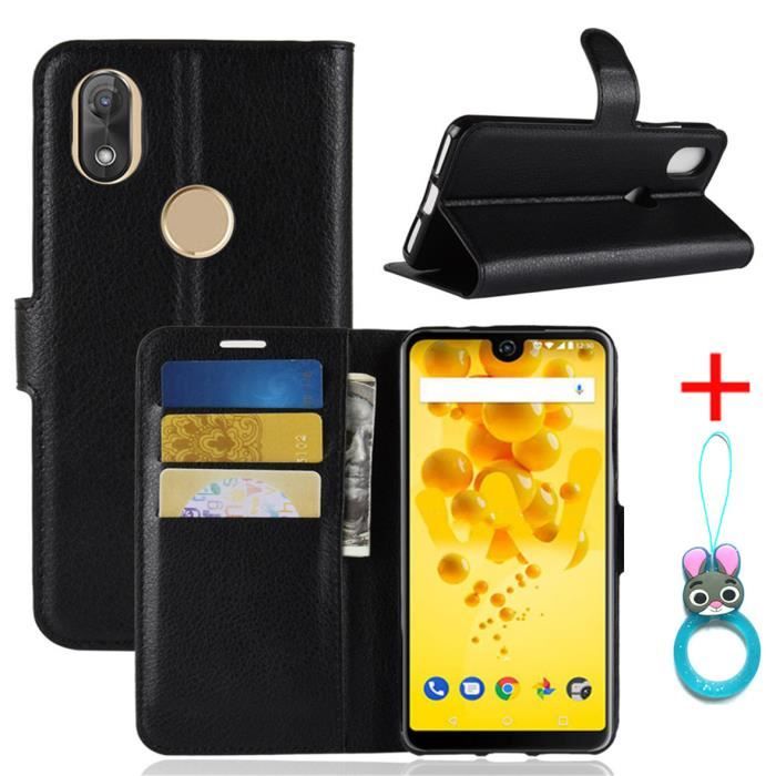 Noir Etui Coque Wiko View2 PU Cuir Antichoc Protection avec support téléphone Housse Pochette