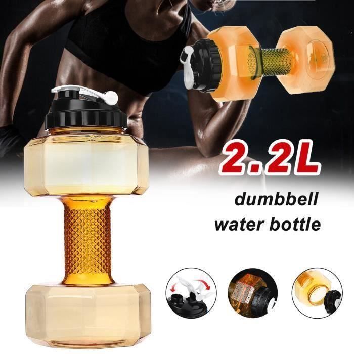 Haltères Bouteille d'eau Plastique Forme d'haltère Transparent Bouilloire 2.2L jaune