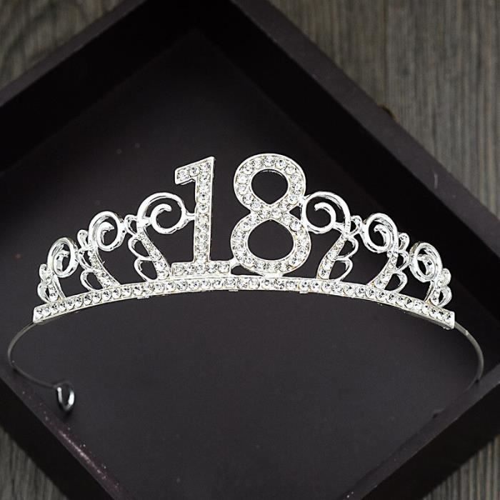 Anniversaire princesse couronne bandeau cristal tiare mariage bandeau accessoire cheveux pour - Modèle: 18 Years old - MIZBFSA08208