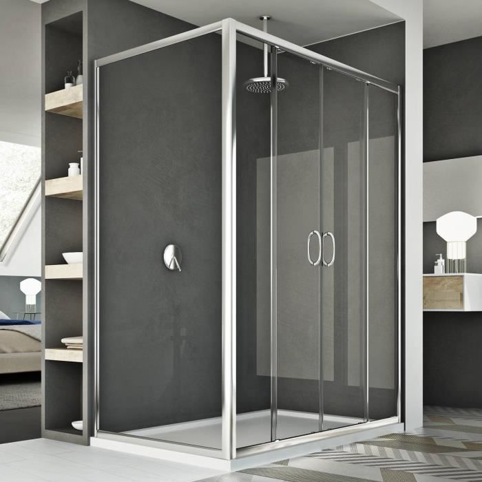Cabine Douche 90x120 CM H185 transparent modèle Replay Duo 2 Portillons