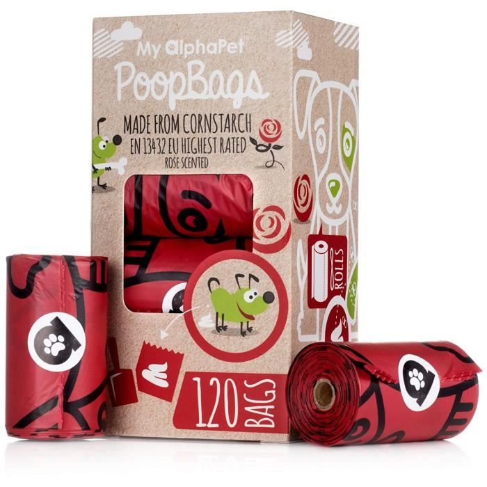 My AlphaPet sacs compostables pour déjections canines - fécule de maïs respectueuse de l'environnement – Répondant aux normes EN