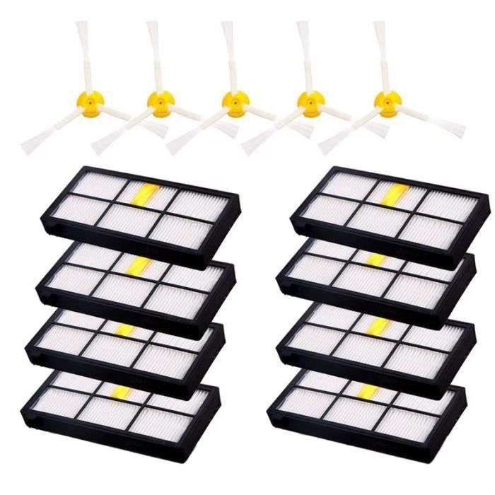 ss-33-Pour Irobot Roomba 880 980 860 960, 10 Pieces Filtres Hepa Roomba Et 5 Pieces Brosses Laterales Roomba Accessoires