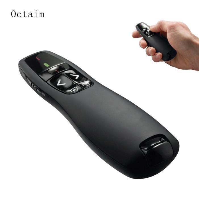 NegroPointeur de stylo Laser rouge, R400 2.4Ghz USB sans fil, télécommande avec pointeur de poche pour présentation PowerPoint