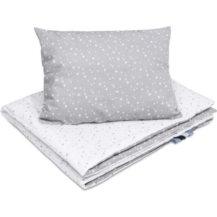Bellochi Set de Couette Bebe 75x100 cm et Coussin Enfant 30x40 cm - Certificat OEKO-TEX - Réversible et Lavable - Coton - Polaris