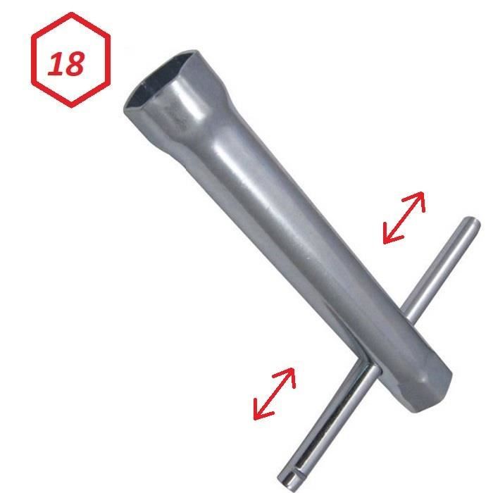 Clé à bougie 18mm tube longueur 100mm Hexagonale avec manche amovible moto scooter mobylette voiture tondeuse débroussailleuse