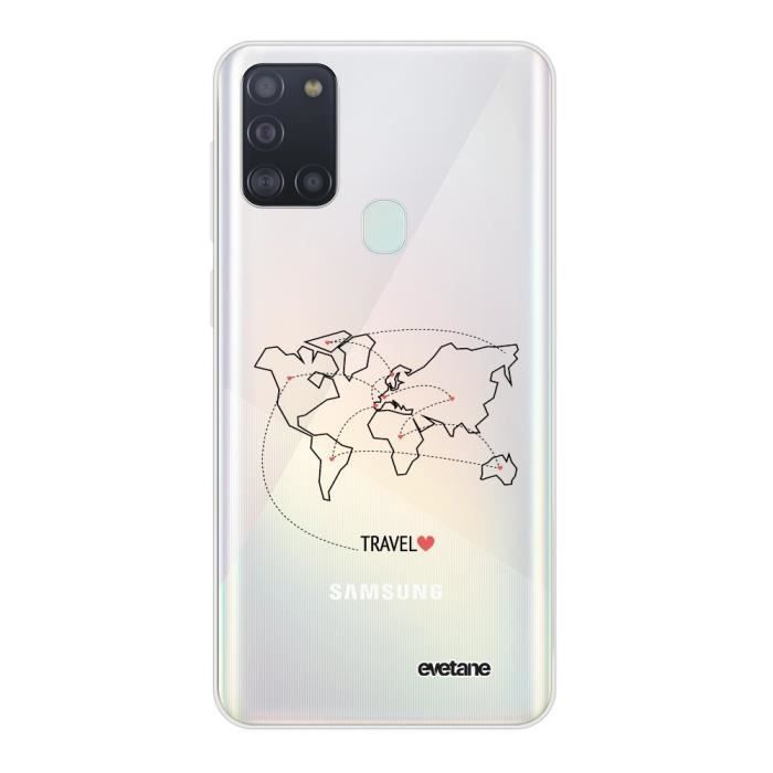 Coque Samsung Galaxy A21S 360 intégrale transparente Travel Ecriture Tendance Design Evetane.