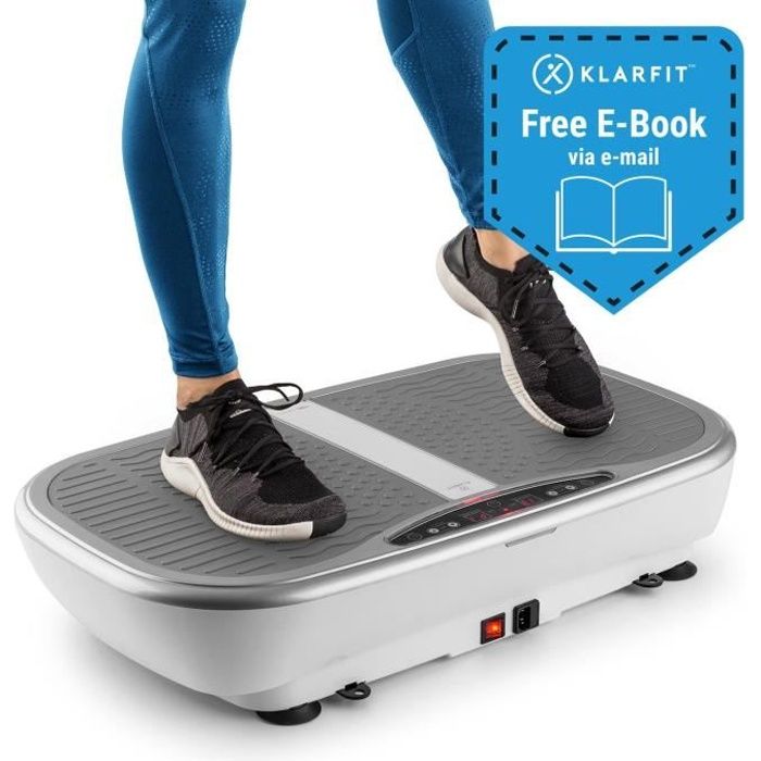 Klarfit Vibe 3DX Pro Plaque Vibrante & oscillante - 4 programmes d´entraînement fitness & mode 3D - télécommande - 2x 200W - blanc