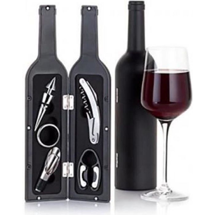 Coffret Sommelier 6 Pièces -Bouteille- 33cm Noir