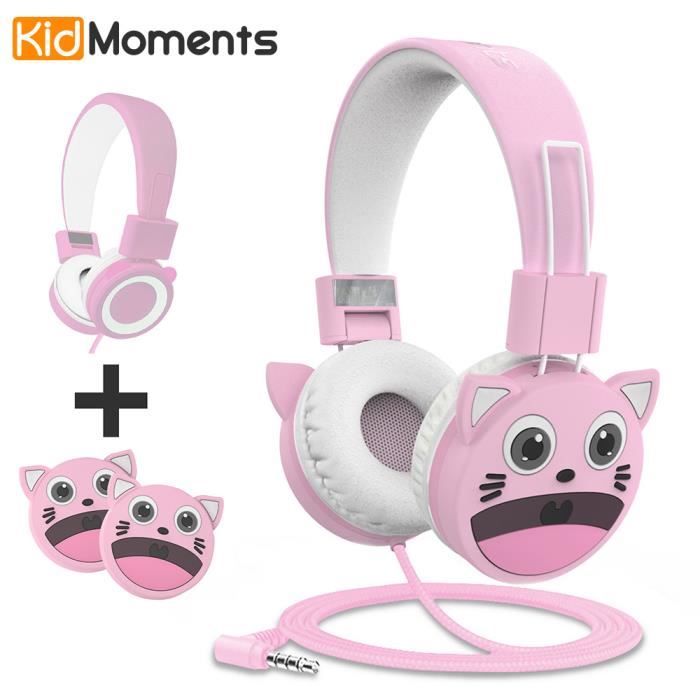 Casque pour enfants d’animaux de dessin animé, bandeau réglable, réduction du bruit stéréo, fait de matériaux de qualité alimentaire