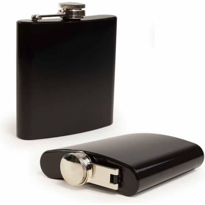 Flasque Alcool whisky inox 6 oz - Noir