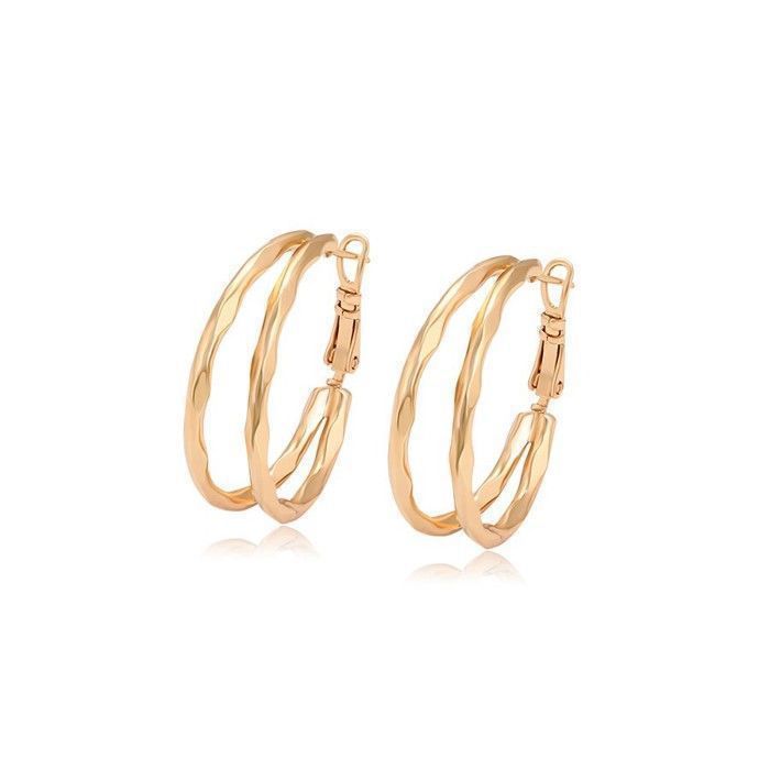 Boucles D'oreilles Créoles Torsadées Plaqué Or Jaune – Diamètre 30 Mm, Marque Bijouterie Papillon Bleu, Neuves