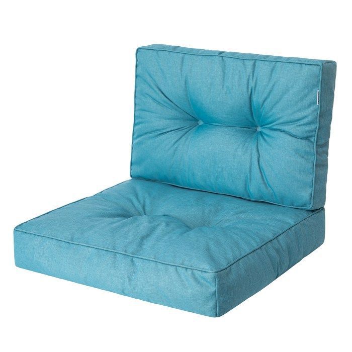 PillowPrim, Coussin de Chaise, pour Fauteuil en Rattan, Extérieur, de Palette, de Siège, Meubles en Rattan, Bleu, 50 x 50 cm