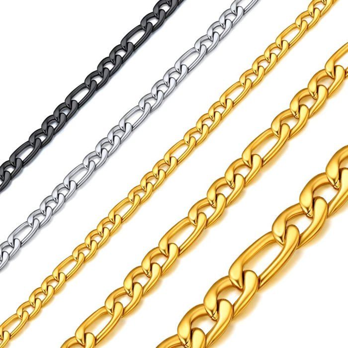 Collier Ras Du Cou Figaro Doré + Cordon Noir + Pendentif Chiffre 5 Strass - Bon état Occasion