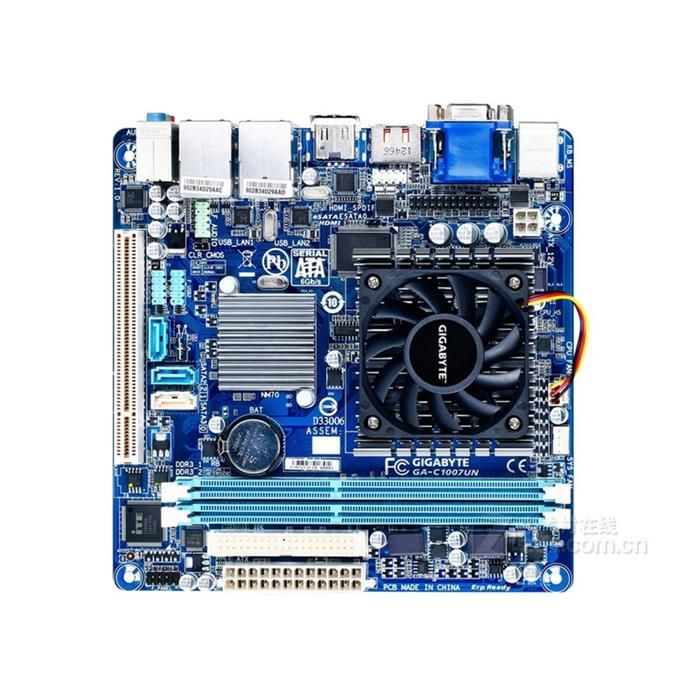 Carte mère GIGABYTE GA-C1007UN Intel NM70 Processeur intégré 2xDDR3 SDRAM 16GB Mini ITX - Gigabyte