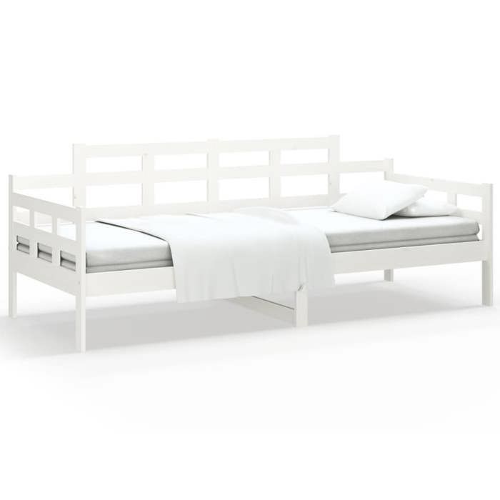 Lit simple - VIDAXL - Banquette lit - Bois de pin massif - 90x190 cm - Blanc