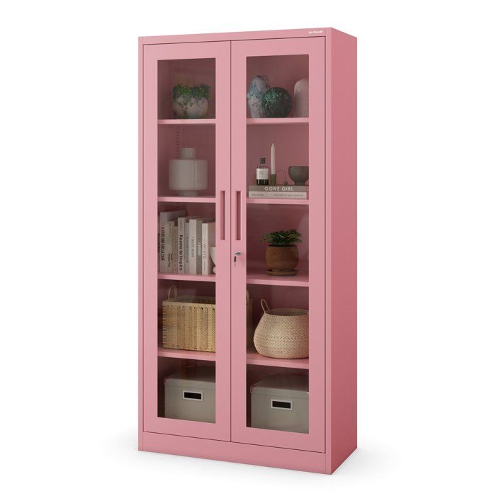 Armoire vitrée AMELIA 900 x 1850 x 400 mm Fresh Style: rose poudré