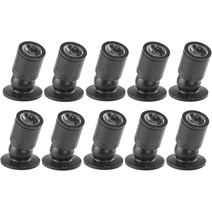 AIMOONSA Mini spot LED encastrable 1W – lot de 10 noir blanc chaud bras 360° transformateur inclus