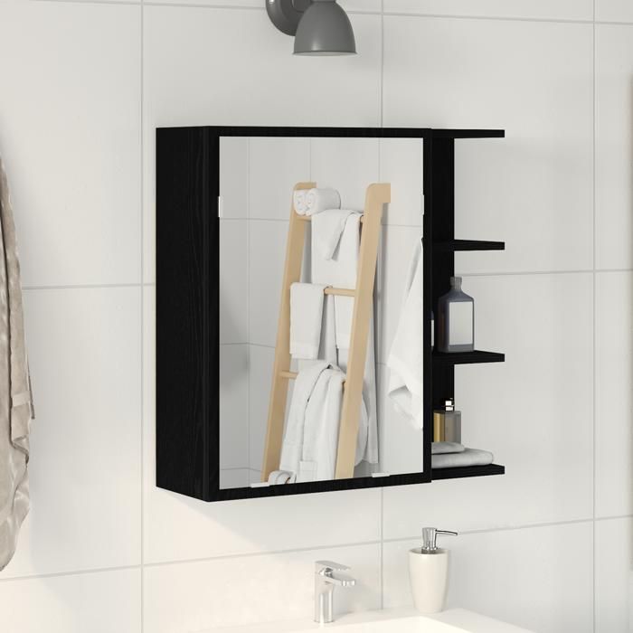 Moderne Armoire Miroir de Salle de BainMiroir mural - Chêne Noir 625x205x64cm en Bois dingénierie @FR(957729)