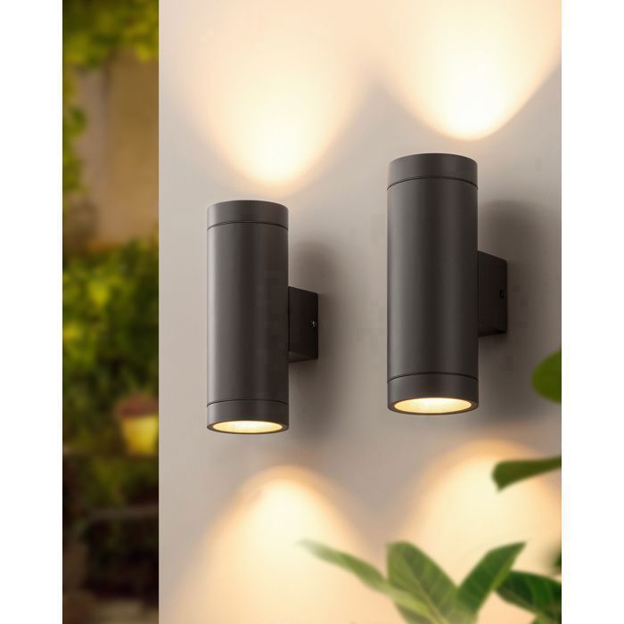 EDISHINE applique murale extérieure intérieure lot de 2 gris foncé étanche IP44 douille GU10 ampoule requise éclairage mural