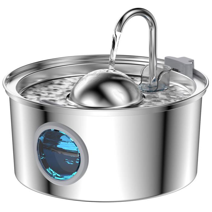 Comparer les prix de Fontaine a Eau Chat INOX - 32L Fontaine à Eau pour Chat - Fenêtre Transparente - Forme du Robinet - Multi-Filtration
